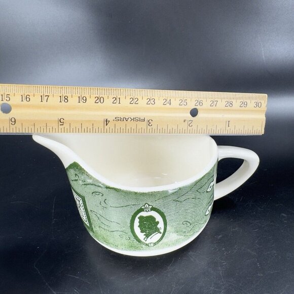 Royal Colonial Homestead Creamer Silhouette and Sample Green and White Ceramic - Picture 6 of 15